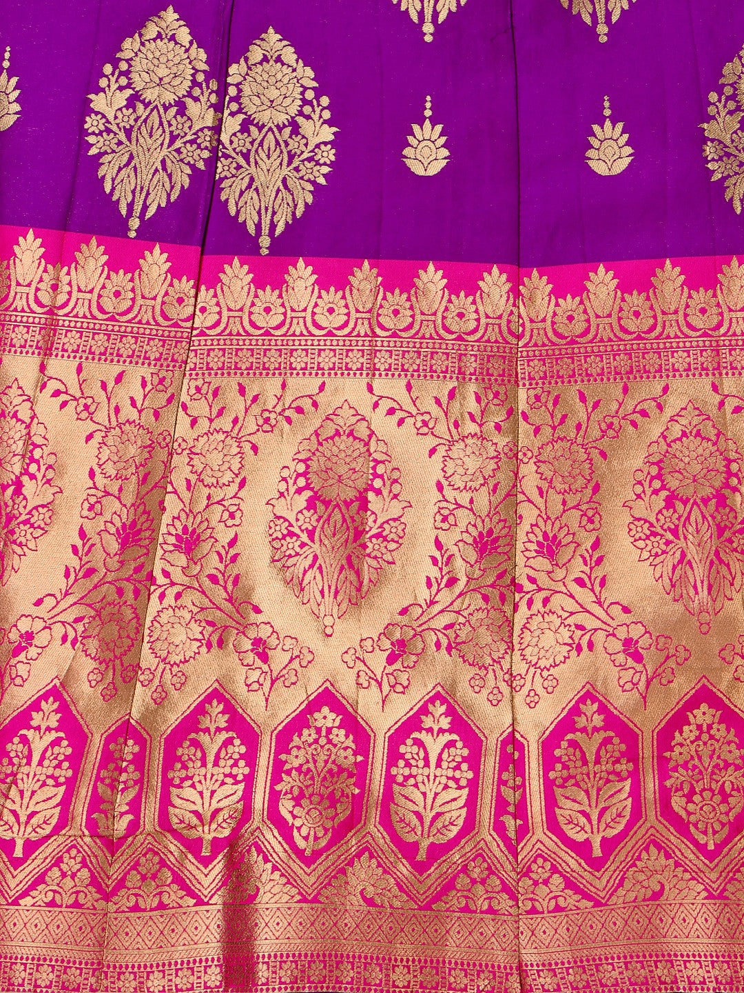 Lorenvalley Fashion Purple Brocade Fabric Lehenga & Unstitched Blouse With Dupatta