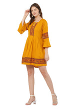 PAVONINE Mustard Color Rayon Fabric Printed Short Midi For Girls - Distacart