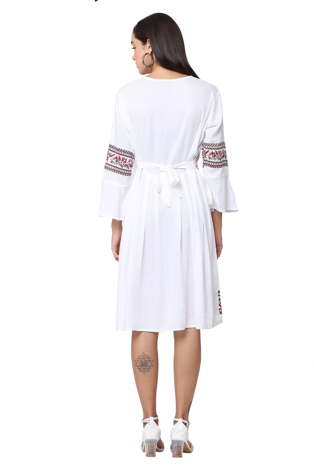 PAVONINE White Color Rayon Fabric Printed Short Midi For Girls - Distacart
