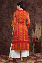 Juniper Women's Mustard Chiffon Printed Straight Kurta - Distacart