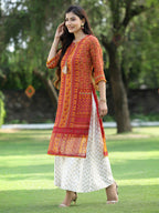Juniper Women's Mustard Chiffon Printed Straight Kurta - Distacart