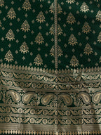 Lorenvalley Fashion Green Brocade Fabric Lehenga & Unstitched Blouse With Dupatta