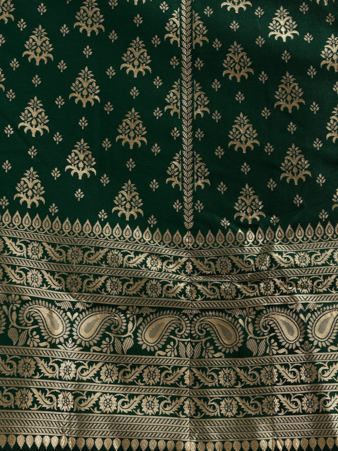 Lorenvalley Fashion Green Brocade Fabric Lehenga & Unstitched Blouse With Dupatta