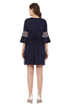 PAVONINE Navy Blue Color Rayon Fabric Printed Short Midi For Girls - Distacart