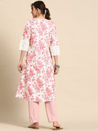 Sangria Floral Printed Cotton Slub Kurta