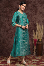 Juniper Women's Ramagreen Modal Chanderi Printed Straight Kurta - Distacart