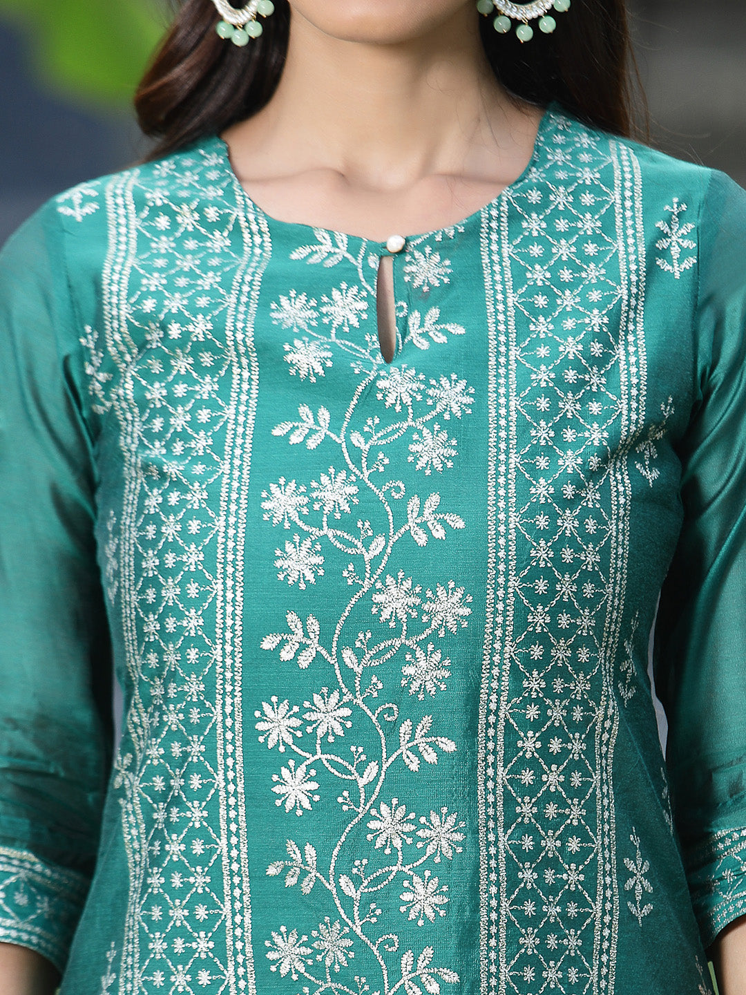 Juniper Womens Ramagreen Modal Chanderi Foil Printed Straight Kurta - Distacart