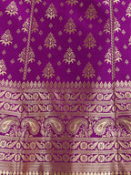 Lorenvalley Fashion Purple Brocade Fabric Lehenga & Unstitched Blouse With Dupatta
