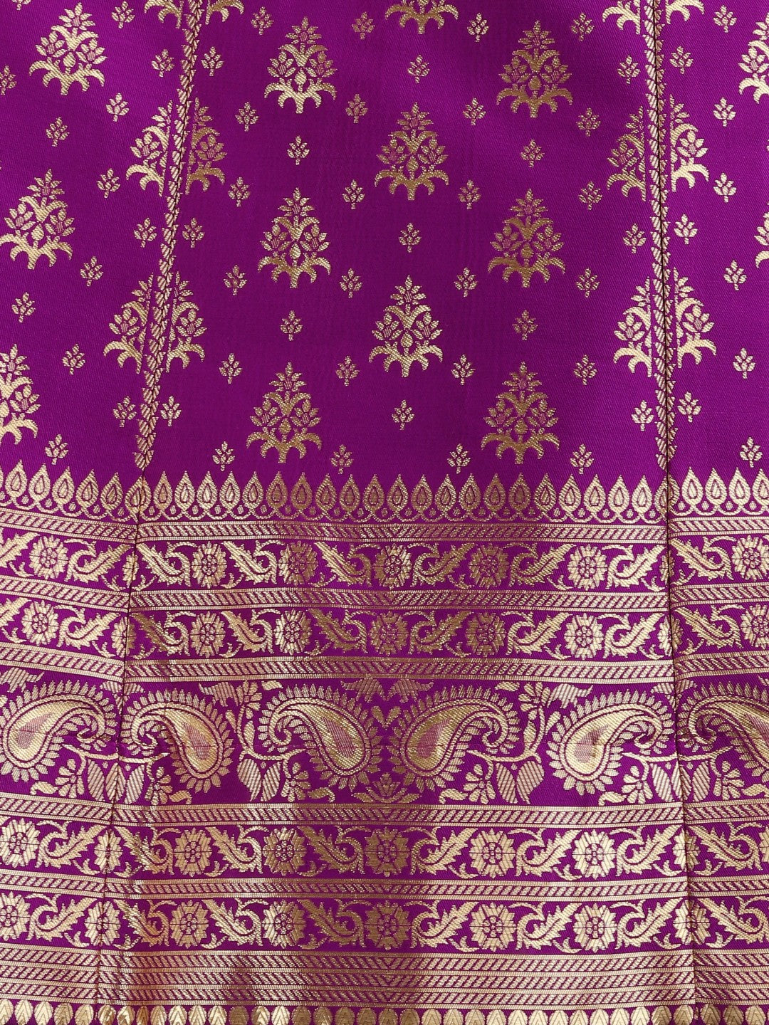 Lorenvalley Fashion Purple Brocade Fabric Lehenga & Unstitched Blouse With Dupatta