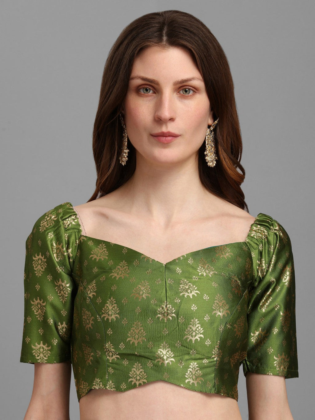 Lorenvalley Fashion Mahendi Brocade Fabric Lehenga & Unstitched Blouse With Dupatta