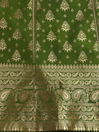 Lorenvalley Fashion Mahendi Brocade Fabric Lehenga & Unstitched Blouse With Dupatta