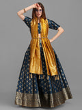 Lorenvalley Fashion Rama Brocade Fabric Lehenga & Unstitched Blouse With Dupatta
