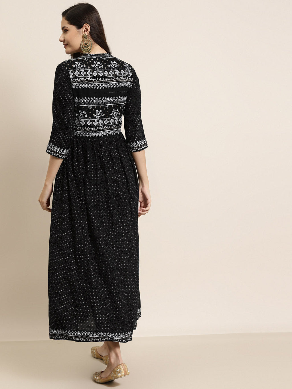 Juniper Women Black Rayon Printed Jacket Style Kurta Sets - Distacart