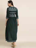 Juniper Womens Jadegreen Rayon Ethnic Printed Jacket Style Kurta Pant Set - Distacart