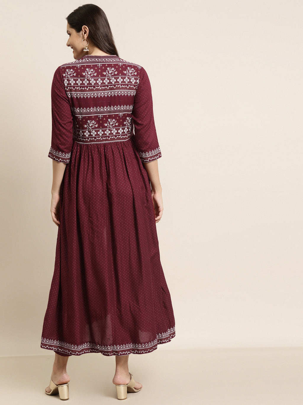 Juniper Women Maroon Rayon Printed Jacket Style Kurta Sets - Distacart