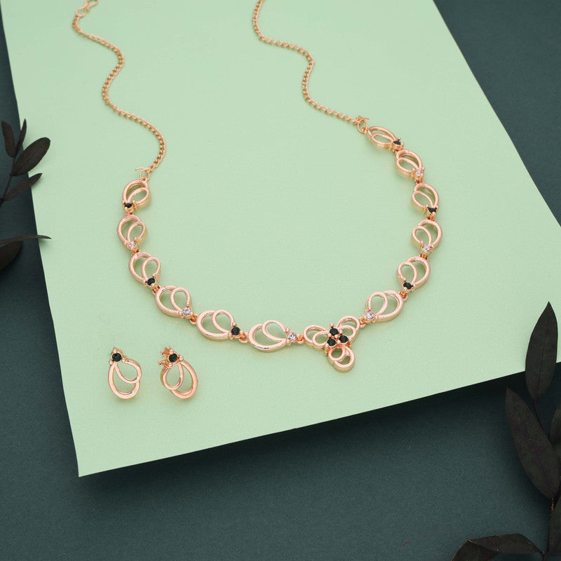 Tehzeeb Creationss Gold-Polished Choker Green Stone Necklace With Stud Earrings
