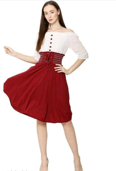 PAVONINE Maroon Color Kansai Midi For Girls