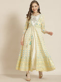 Juniper Women Ivory Georgette Printed Jacket Style Dress - Distacart