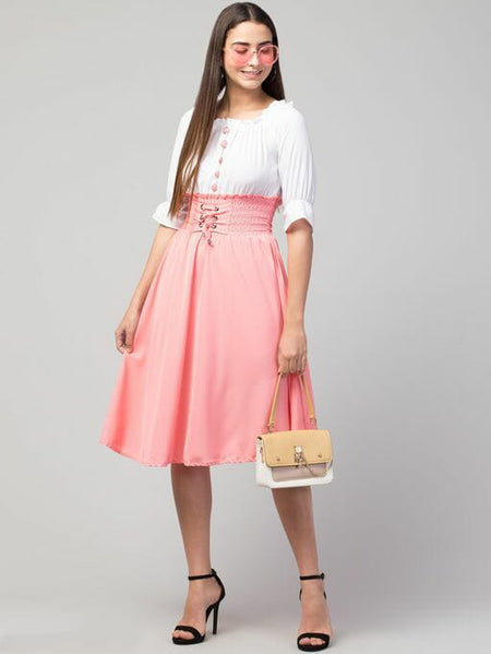 PAVONINE Peach Color Kansai Midi For Girls