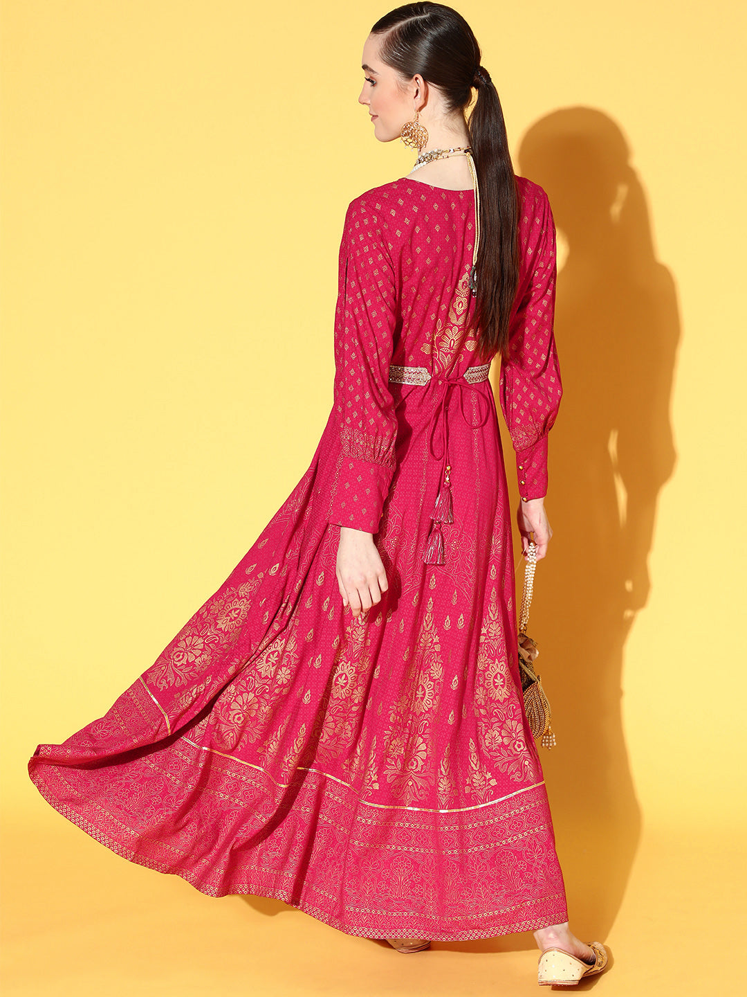 Juniper Women Fuchsia Rayon Printed Flared Dress - Distacart