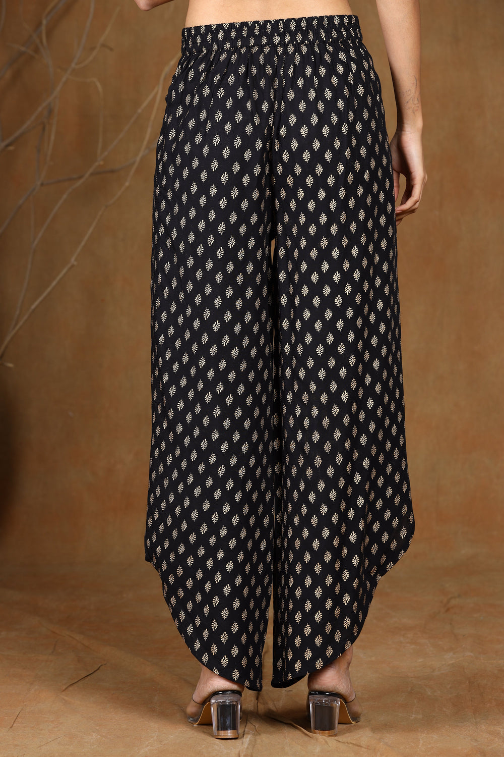 Juniper Women's Black Rayon Printed Tulip Dhoti Pant - Distacart