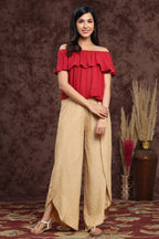 Juniper Women's Gold Rayon Printed Tulip Dhoti Pant - Distacart