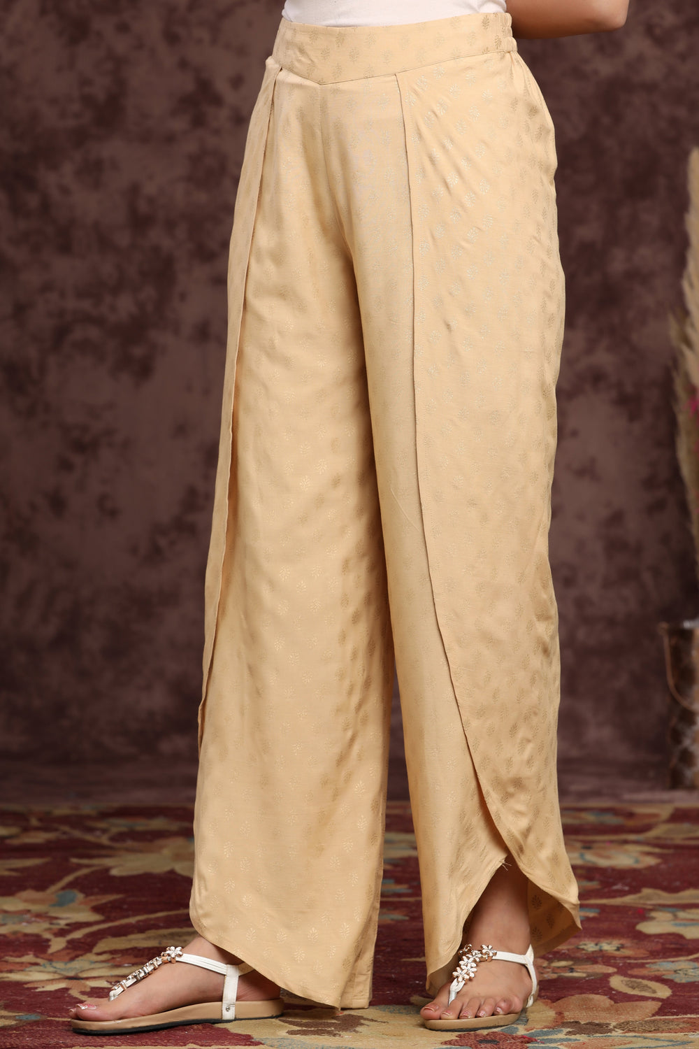 Juniper Women's Gold Rayon Printed Tulip Dhoti Pant - Distacart