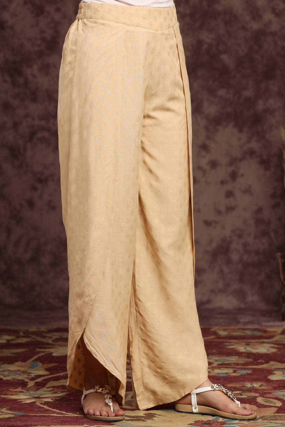 Juniper Women's Gold Rayon Printed Tulip Dhoti Pant - Distacart