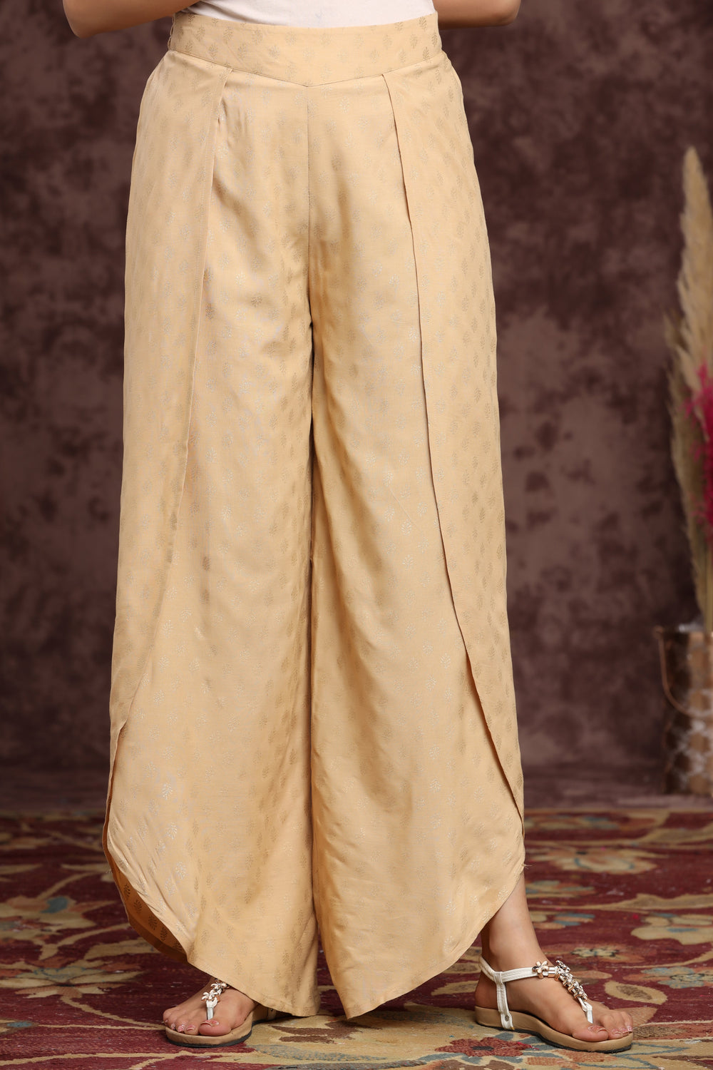 Juniper Women's Gold Rayon Printed Tulip Dhoti Pant - Distacart