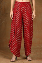 Juniper Women's Maroon Rayon Printed Tulip Dhoti Pant - Distacart