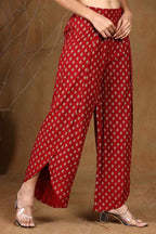 Juniper Women's Maroon Rayon Printed Tulip Dhoti Pant - Distacart