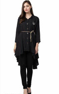 PAVONINE Black Color High-Low Midi For Girls - Distacart