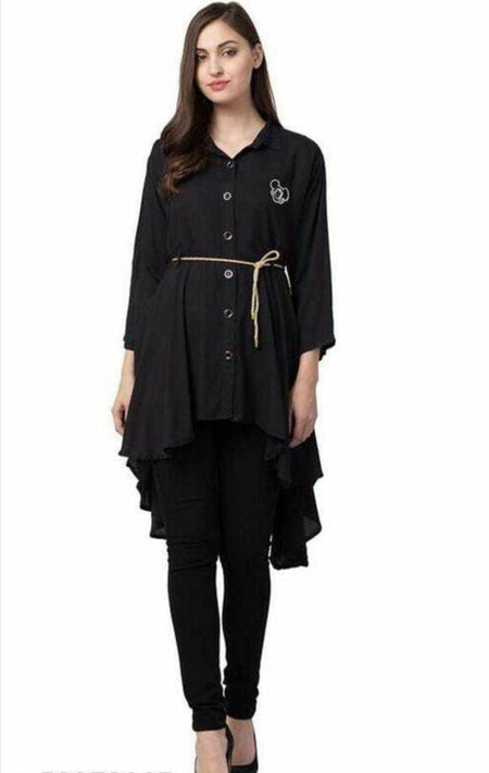 PAVONINE Black Color High-Low Midi For Girls