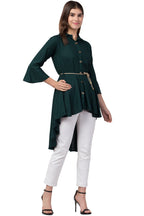 PAVONINE Bottle Green Color High-Low Midi For Girls - Distacart