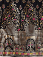 Lorenvalley Fashion Black & Pink Semi-Stitched Lehenga & Unstitched Blouse With Dupatta