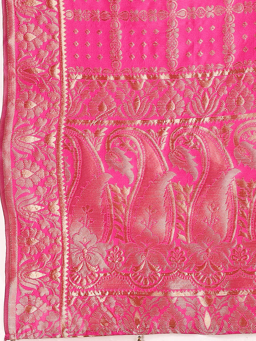 Lorenvalley Fashion Black & Pink Semi-Stitched Lehenga & Unstitched Blouse With Dupatta