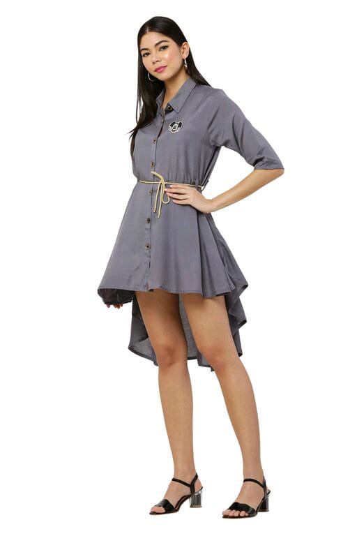 PAVONINE Grey Color High-Low Midi For Girls - Distacart