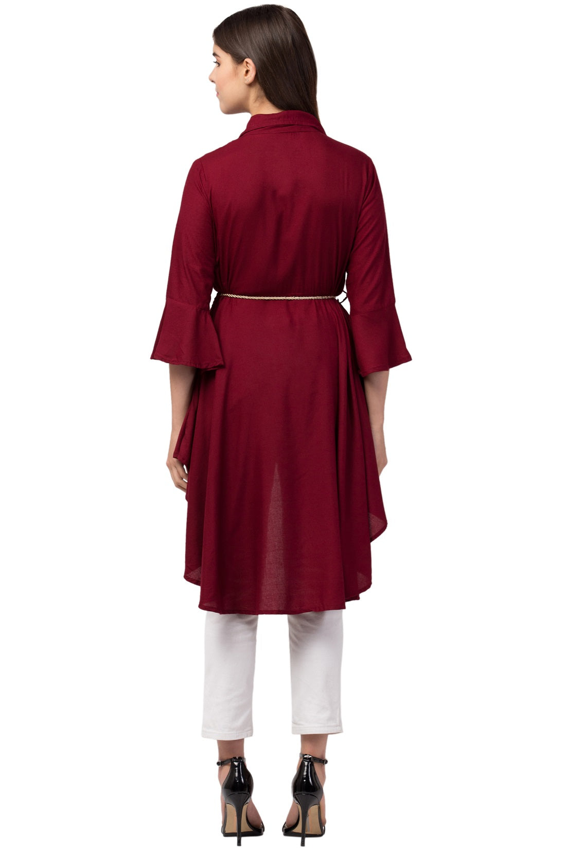PAVONINE Maroon Color High-Low Midi For Girls - Distacart