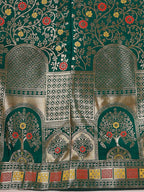Lorenvalley Fashion Green & Red Semi-Stitched Lehenga & Unstitched Blouse With Dupatta