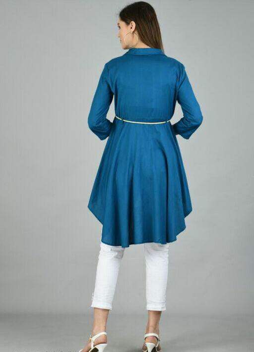PAVONINE Petrol Color High-Low Midi For Girls - Distacart
