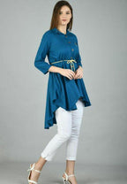 PAVONINE Petrol Color High-Low Midi For Girls - Distacart