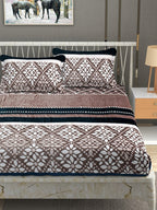 Stylespace by Isha Purple Ethnic Motifs Velvet 270 TC King Bedsheet with 2 Pillow Covers