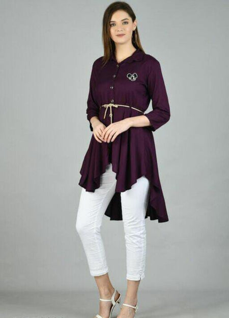 PAVONINE Wine Color High-Low Midi For Girls