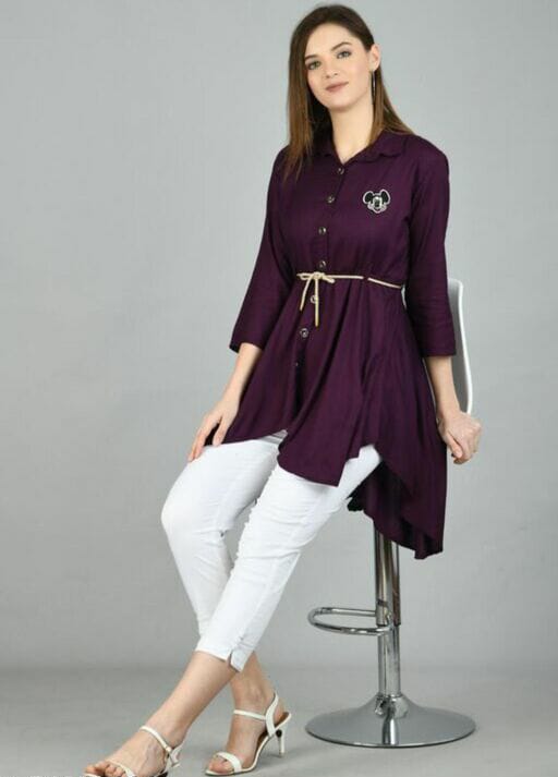 PAVONINE Wine Color High-Low Midi For Girls - Distacart