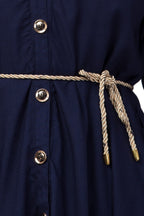 PAVONINE Navy Blue Color High-Low Midi For Girls - Distacart