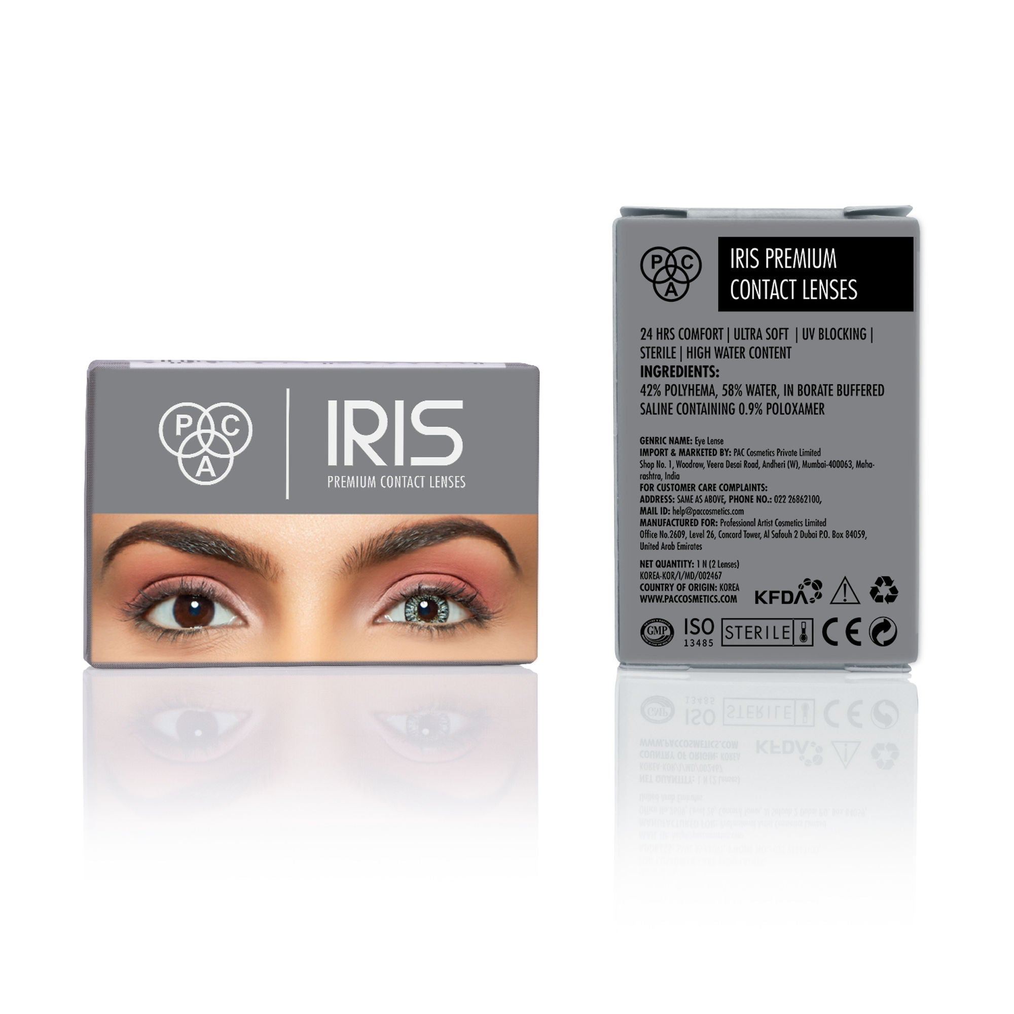 PAC Studio IRIS Premium Contact Lenses Grey - Comfortable Natural Looking, 1 Day Wear, Non-Irritating - Distacart