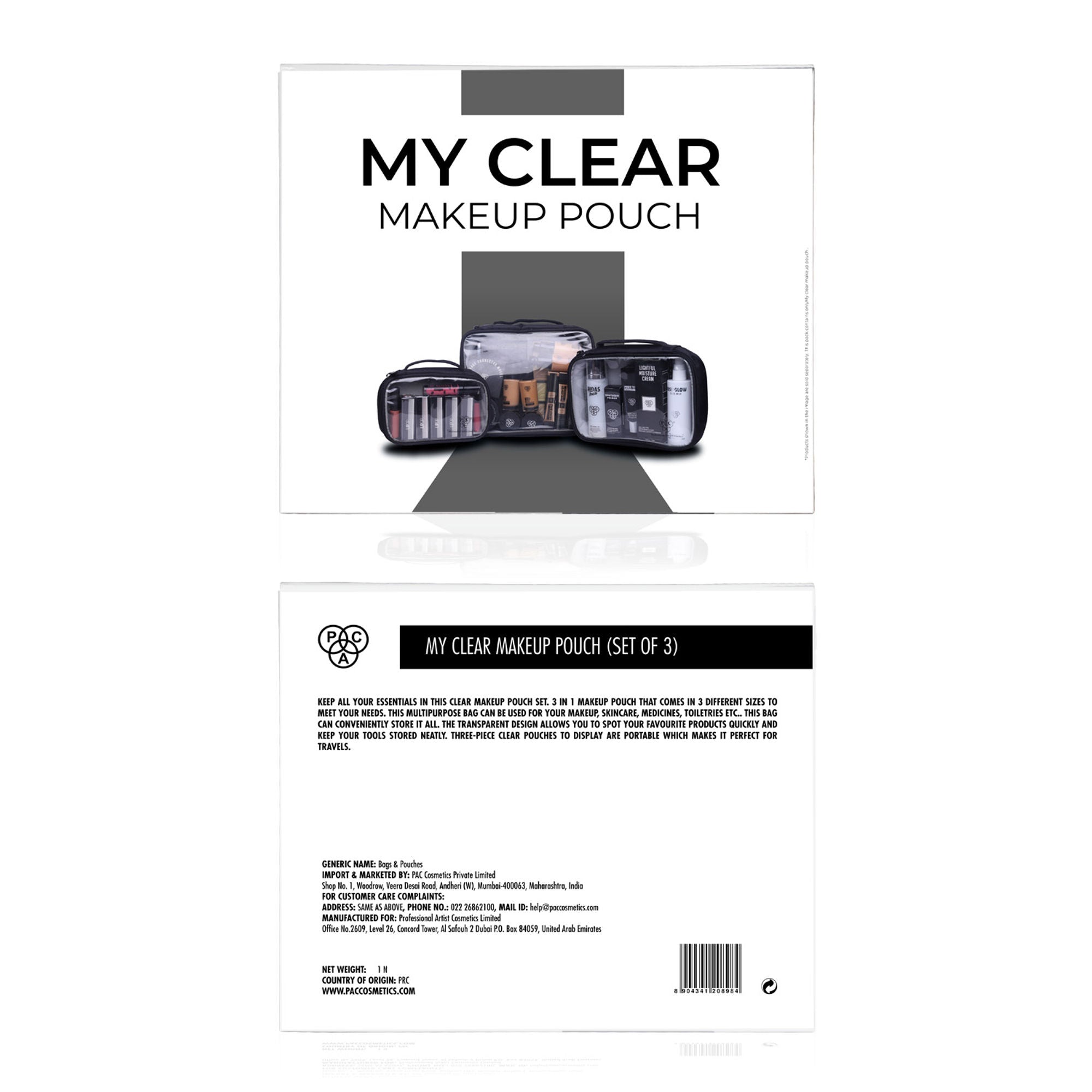 PAC Studio My Clear Makeup Pouch (set Of 3)