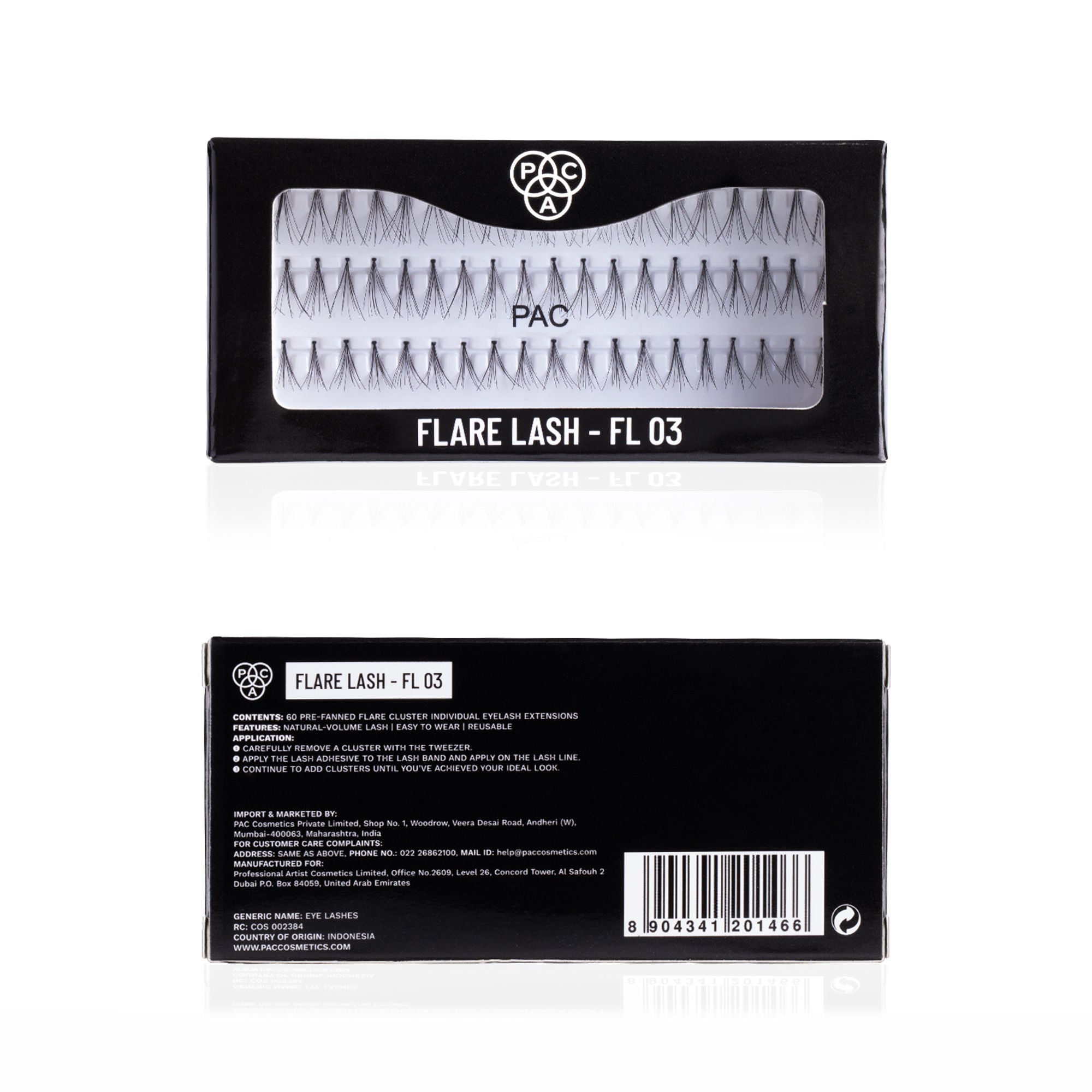 PAC Studio Flare Lash FL3 - Natural Cluster Lashes with Short, Long & Thick Strands for Versatile Looks