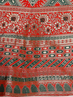 Lorenvalley Fashion Green & Red Semi-Stitched Lehenga & Unstitched Blouse With Dupatta