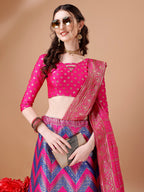 Lorenvalley Fashion Purple & Pink Semi-Stitched Lehenga & Unstitched Blouse With Dupatta